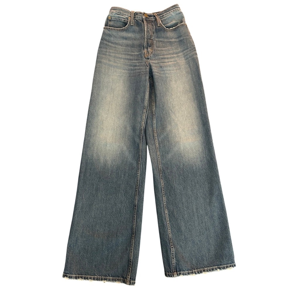 FRAME Celeste High Rise Wide Leg Jeans Medium Blue Wash Size 24 (1236)